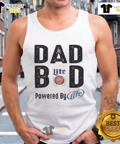 Official Dad Bod Powered by Miller Lite tank top, featuring a fun design perfect for summer outings and casual wear.