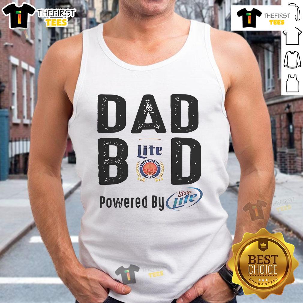 Official Dad Bod Powered By Miller Lite Tank Top Official Dad Bod Powered by Miller Lite tank top, featuring a fun design perfect for summer outings and casual wear.