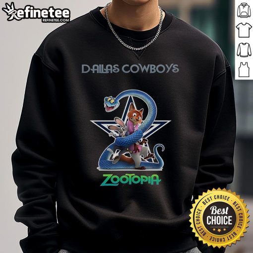 Alt Text: Official Dallas Cowboys Zootopia 2 Sweatshirt featuring vibrant graphics and team colors for stylish fan apparel.