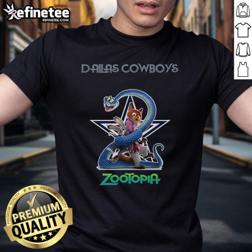 Official Dallas Cowboys Zootopia 2 T-Shirt featuring vibrant graphics and team logo, perfect for fans and collectors.