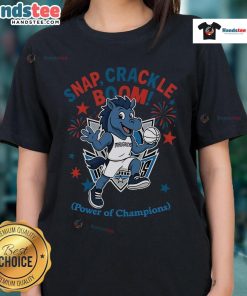 Official Dallas Mavericks Snap Crackle Boom Independence Day Ladies Tee showcasing team spirit and patriotic design.
