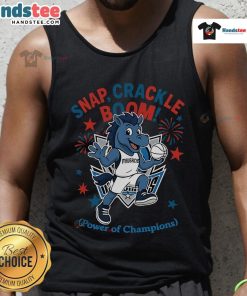 Official Dallas Mavericks Snap Crackle Boom Independence Day tank top featuring vibrant team colors and champion logo.