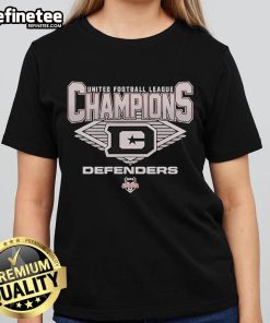 Official DC Defenders 2025 UFL Champions Diamond Ladies Tee showcasing team pride in stylish design.