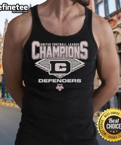 Official DC Defenders 2025 UFL Champions diamond tank top featuring vibrant team colors and logo for fans.