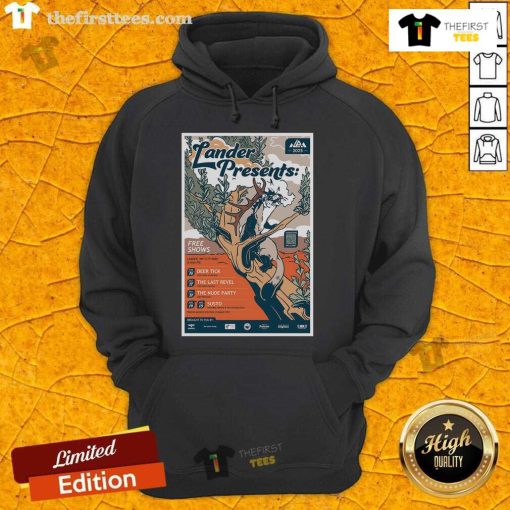 Official Deer Tick Lander Presents June 19, 2025 hoodie featuring vibrant design and event details for fans.