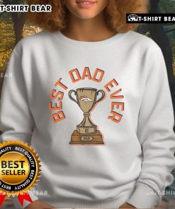 Official Denver Broncos Best Dad Ever trophy sweatshirt in navy blue, perfect gift for Broncos fans and dads.