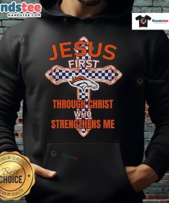 Official Denver Broncos Jesus 'I Can Do All Things' hoodie featuring vibrant team colors and inspirational design.