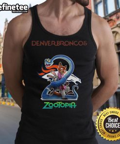 Alt Text: Official Denver Broncos Zootopia 2 Tank Top featuring vibrant graphics and team logo, perfect for fans.