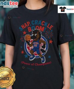 Official Detroit Pistons Snap Crackle Boom Independence Day Ladies Tee showcasing team spirit and festive style.