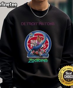 Official Detroit Pistons Zootopia 2 Sweatshirt featuring vibrant graphics and team logo, perfect for fans and collectors.