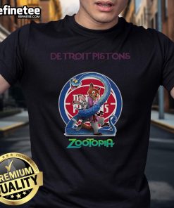 Official Detroit Pistons Zootopia 2 T-Shirt featuring vibrant graphics and team logo, perfect for fans and collectors.