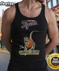 Official Detroit Tigers Tiny Turnip Velociraptor Tank Top featuring a fun dinosaur design for fans and summer wear.