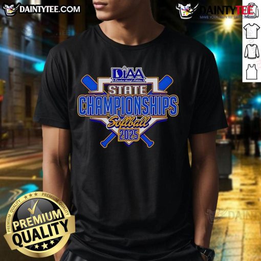 Alt Text: Official Diaa State Softball Championships 2025 Logo T-Shirt featuring vibrant colors and bold championship logo design.