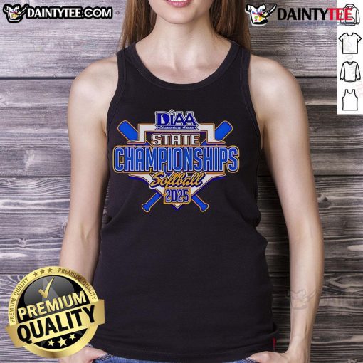 Official DIAA State Softball Championships 2025 logo tank top featuring vibrant design and athletic fit for fans.