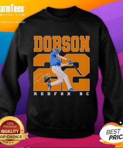 Official Dobson 22 Redfox BC baseball sweatshirt in vibrant red, featuring logo and comfortable design for sports enthusiasts.