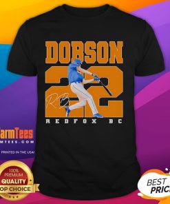 Official Dobson 22 Redfox BC Baseball T-Shirt in vibrant red, featuring team logo and sporty design for fans and players.