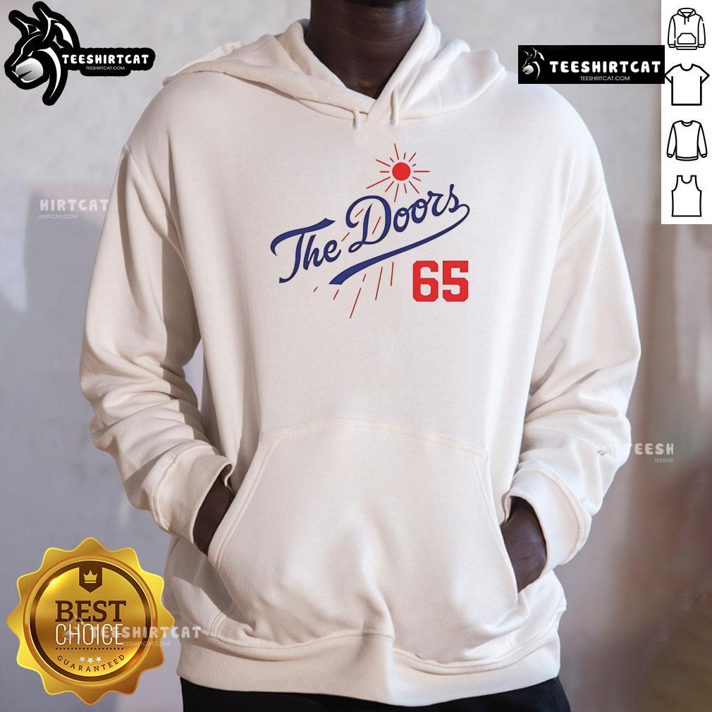 Official Doors Summer Baseball 65 La Dodgers Hoodie Official LA Dodgers hoodie for summer baseball, featuring vibrant team colors and logo for fans and players.