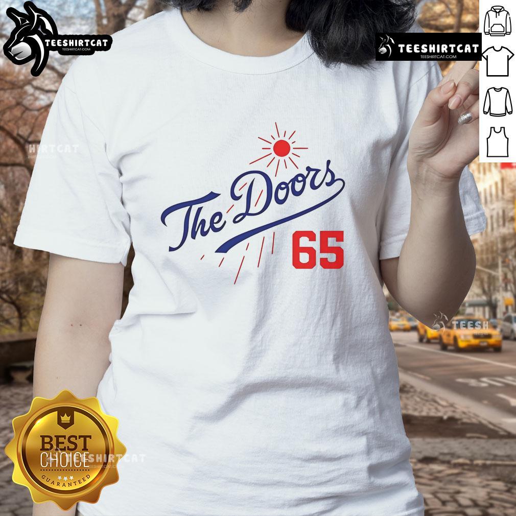 Official Doors Summer Baseball 65 La Dodgers Ladies Tee Official LA Dodgers Ladies Tee - Summer Baseball 65, stylish and comfortable for fans supporting their team.