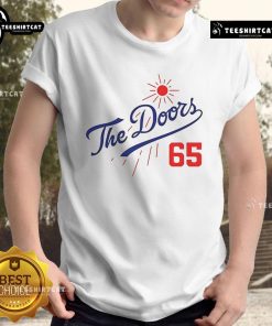 Alt Text: Official Doors Summer Baseball 65 LA Dodgers T-Shirt featuring classic design and team logo in vibrant colors.
