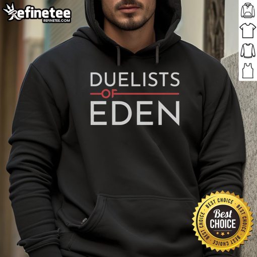 Official Duelists of Eden hoodie featuring a stylish design for fans of the game, perfect for casual wear or dueling events.