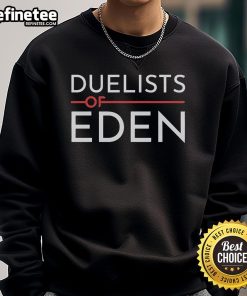 Official Duelists of Eden sweatshirt featuring vibrant graphics and comfortable fit for fans and gamers.