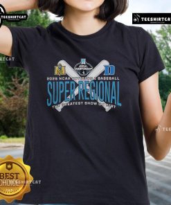 Official Duke Blue Devils vs Murray State Racers 2025 NCAA Baseball Super Regional Ladies Tee showcasing team colors and logo.