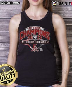 Alt Text: Official East Rutherford Cavaliers 2025 NCHSAA 2A Baseball Champions tank top featuring team colors and logo.