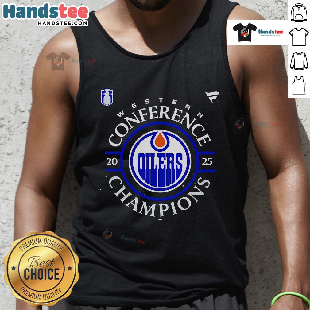 Official Edmonton Oilers 2025 Western Conference Champions Locker Room Tank Top Official Edmonton Oilers 2025 Western Conference Champions locker room tank top design showcasing team pride and spirit.