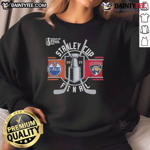 Official Edmonton Oilers vs Florida Panthers 2025 Stanley Cup Final Match-Up Sweatshirt, perfect for fans.