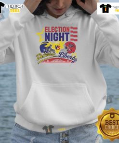 Delaware Fightin' Blue Hens vs Liberty Flames 2025 hoodie displayed, perfect for official election night celebrations.
