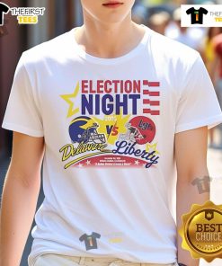 Official Election Night T-Shirt featuring Delaware Fightin Blue Hens vs Liberty Flames 2025 design for fans.