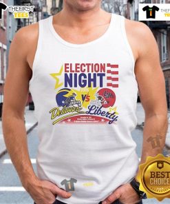 Delaware Fightin' Blue Hens vs Liberty Flames 2025 tank top, perfect for official election night celebrations.