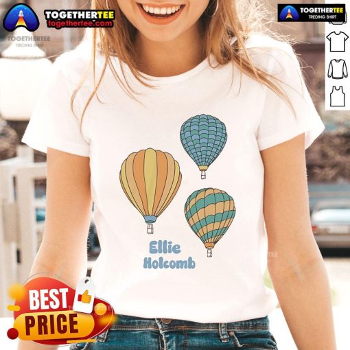 Official Ellie Holcomb hot air balloon ladies tee featuring vibrant colors and a stylish design for fans.