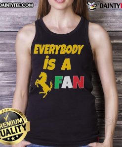 Official Ferrari Formula 1 Team racing tank top featuring 'Everybody Is A Ferrari Fan' design for motorsport enthusiasts.