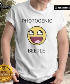 Official Face Smiley Meme Photogenic Beetle T-Shirt featuring a vibrant smiley beetle graphic on a stylish tee.