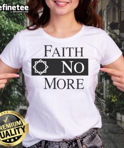 Official Faith No More classic logo on a white ladies tee, perfect for fans of the iconic rock band.