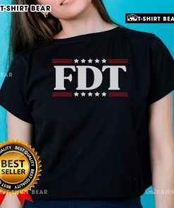 Funny Political Ladies Tee featuring vibrant graphics, perfect for expressing humor in politics. Official FDT merchandise.