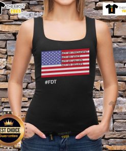 Alt Text: Official FDT Not My President tank top featuring bold protest slogan for expressing dissent and personal values.