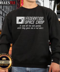 Alt Text: Official Federation Space Camp sweatshirt featuring a stylish design, perfect for space enthusiasts and camp alumni.