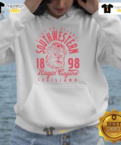 Official Fight On Allons Southwestern Louisiana Ragin Cajuns 1898 Hoodie showcasing team spirit and vintage design.