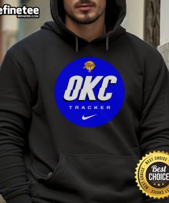 Official Finals OKC Tracker Logo Hoodie featuring vibrant design and comfortable fit for fans of Oklahoma City basketball.