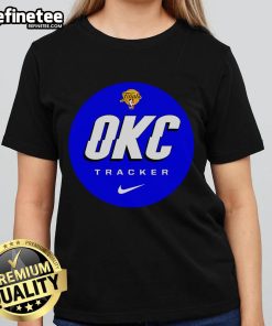 Official Finals OKC Tracker Logo on a stylish ladies tee, perfect for showing team spirit and support.