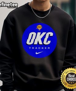 Official Finals OKC Tracker Logo Sweatshirt featuring vibrant team colors and logo, perfect for fans and collectors.