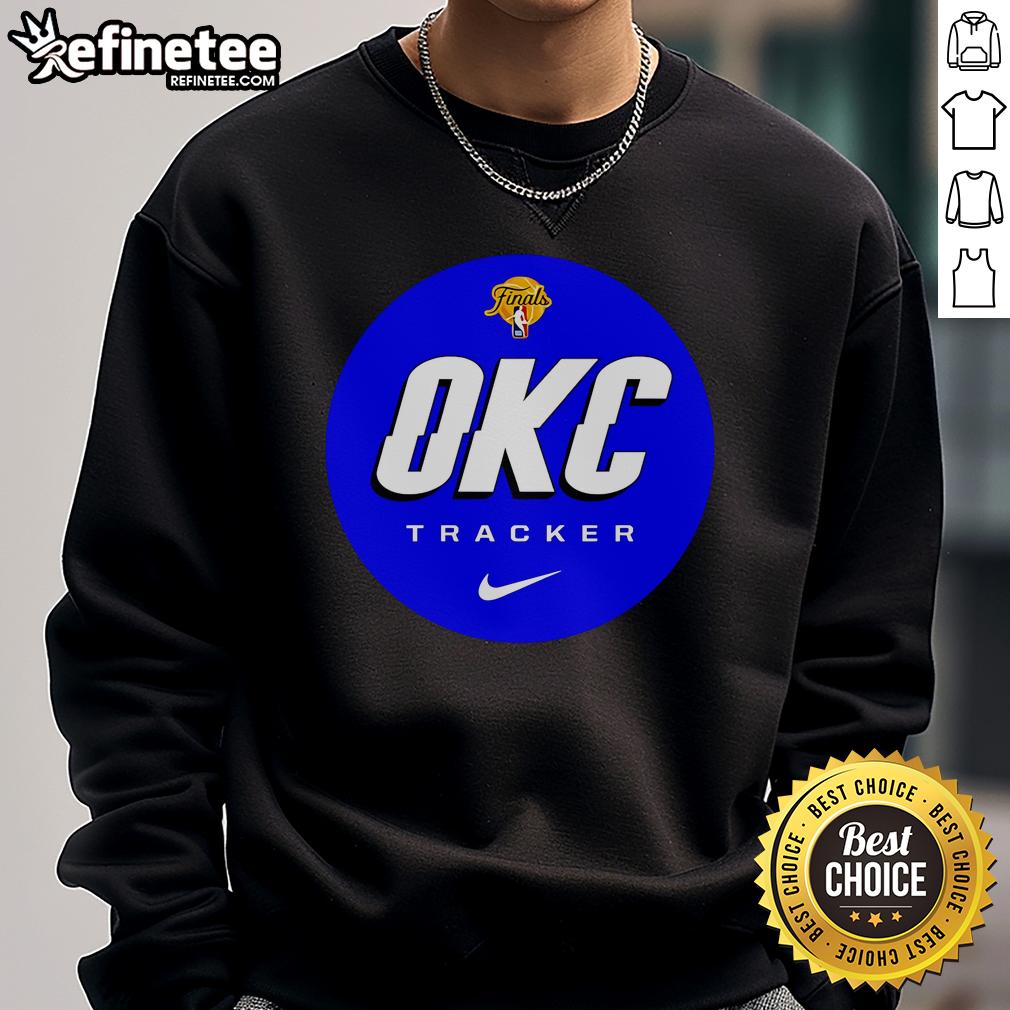 Official Finals Okc Tracker Logo Sweatshirt Official Finals OKC Tracker Logo Sweatshirt featuring vibrant team colors and logo, perfect for fans and collectors.