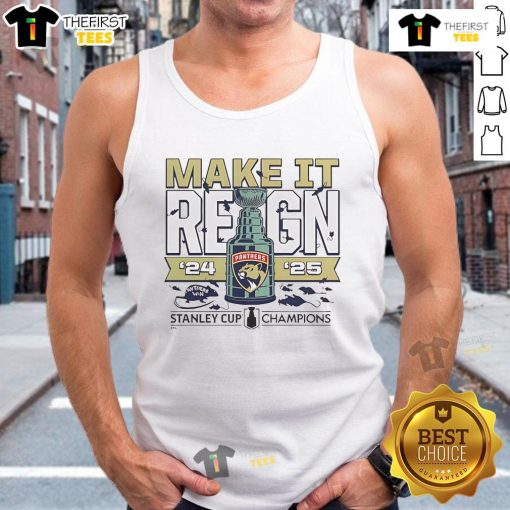 Official Florida Panthers 2024-2025 Back To Back Stanley Cup Champions tank top featuring bold team graphics.