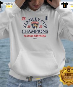Official Florida Panthers 2024-2025 Back To Back Stanley Cup Champions top line hoodie, showcasing team pride and style.