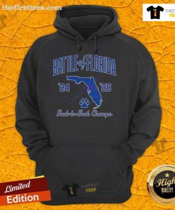 Official Florida Panthers Hockey 24-25 Battle of Florida Champs Hoodie, featuring team logo and championship design.
