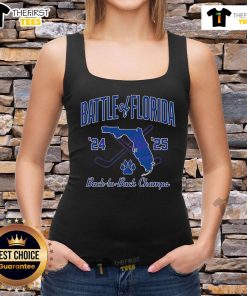 Alt Text: Official Florida Panthers Hockey 24-25 Battle of Florida Champs tank top featuring team logo and vibrant colors.