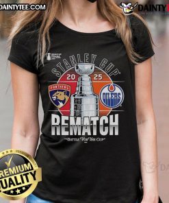 Official Florida Panthers vs Edmonton Oilers 2025 Stanley Cup Final matchup rematch ladies tee design.