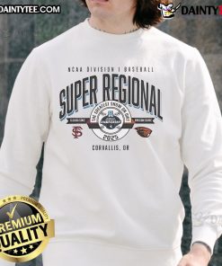 Official Florida State vs Oregon State Beavers NCAA D1 Baseball Super Regional 2025 sweatshirt featuring team logos.
